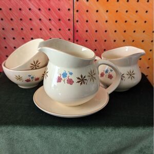 Franciscan Larkspur Creamer Gravyboat and 2 Cups